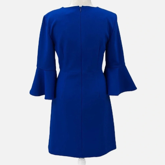 Trina by Trina Turk Dress Surplice Bell Sleeve Royal Blue - Size 2 - Picture 3 of 6